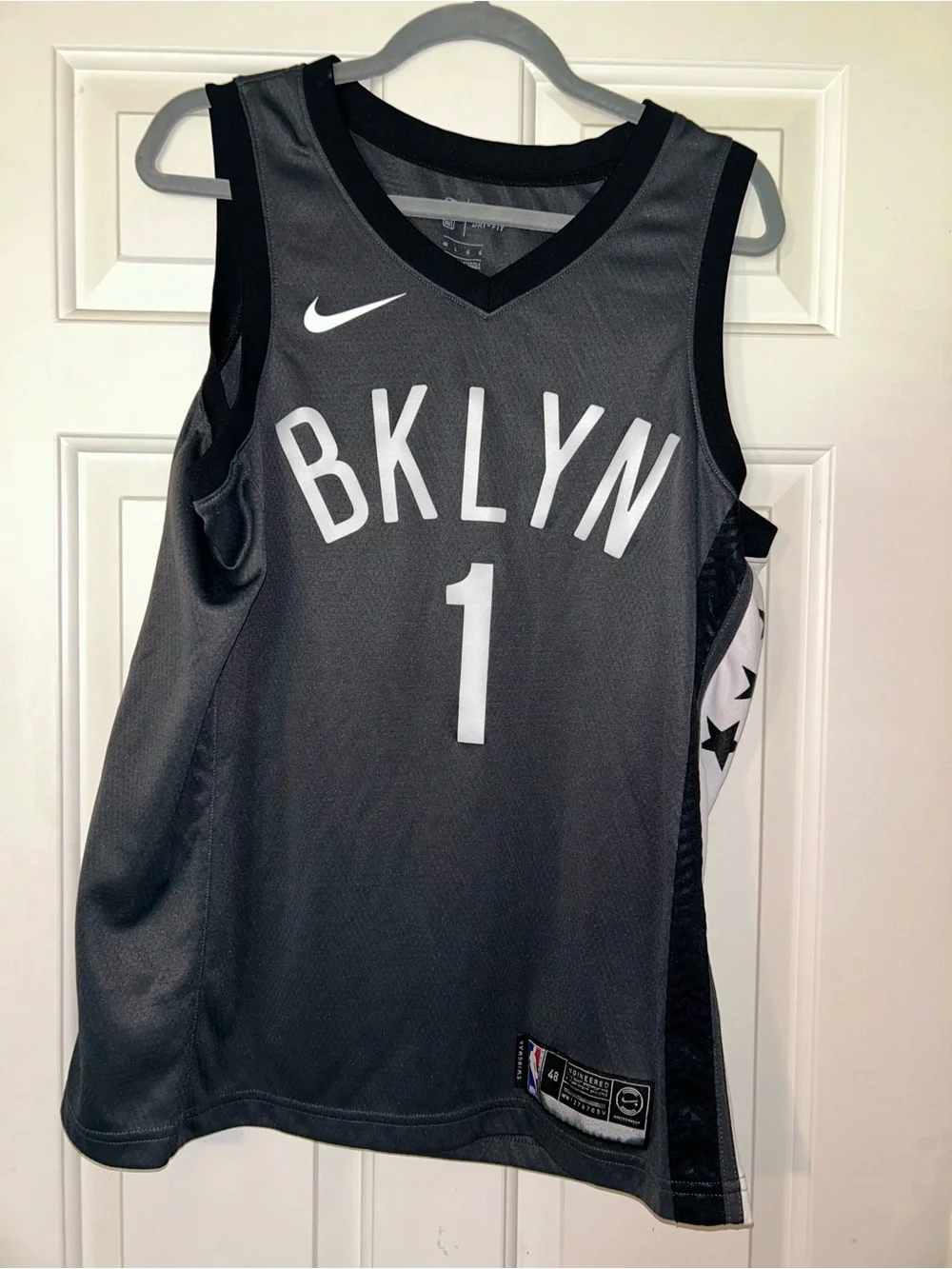 Nike BKLYN #1 Russell Black Basketball Jersey